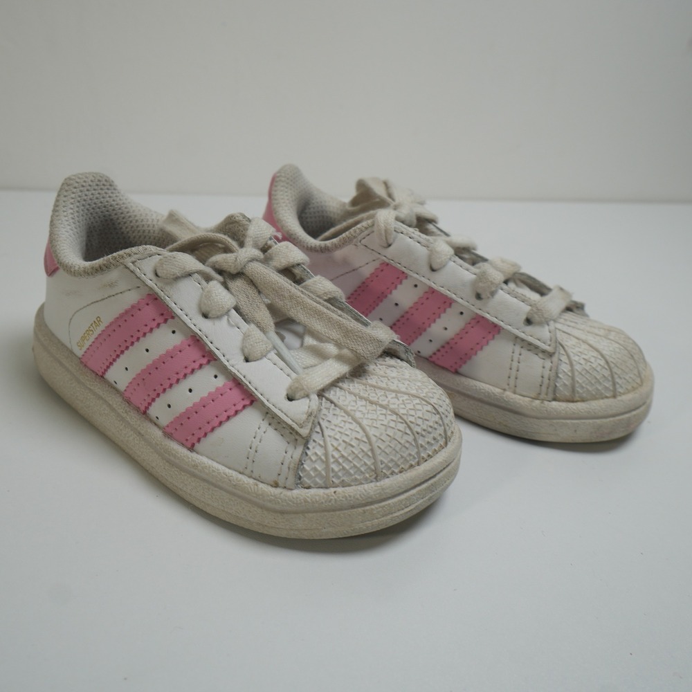 Adidas Superstar Toddler Size 6K White Pink‎ Shell Toe Classic Sneakers BY3720